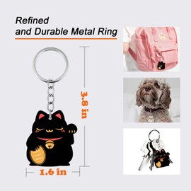 RRJQW Black Cat Keychain for Girls Cute Cat Keyring for Handbags backpacks Cute Cartoon Design Keyholder with Key Ring (Kitty Keychains)