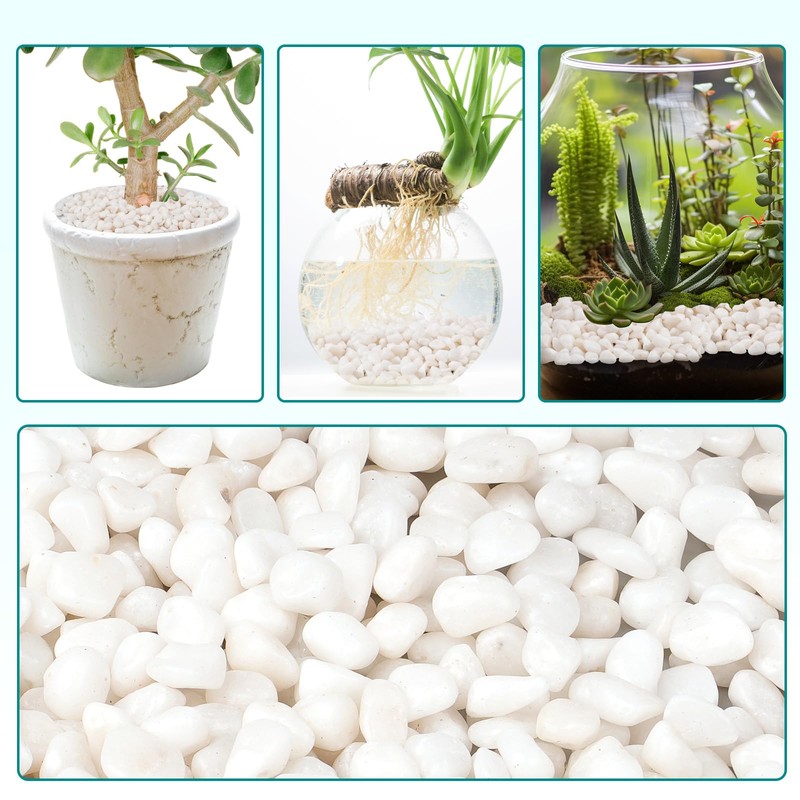 Rahato 10 lbs Small White Rocks for Planters, 3/8" White