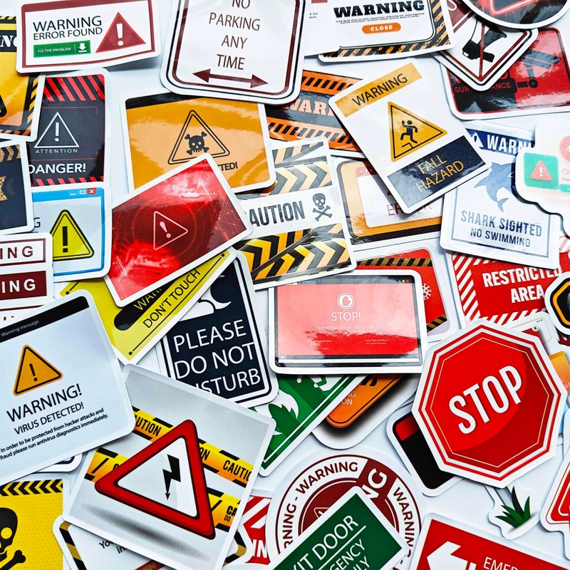 Funny Warning Sticker Stop Hazard Decals Prank Caution Stickers Crush