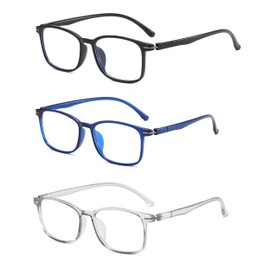 KLYNO-KLYNO Reading Glasses for Women/Men, 3 Pairs Eyeglasses, Blue Light Readers, Computer Eye Glasses, Computer Readers+2.5