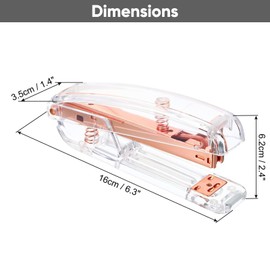 Office Desk Stapler with 1000 24/6 Staples, Transparent Clear Durable Acrylic Fashion Shape, for Office Home School - Rose Gold Color
