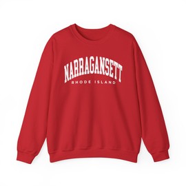 CUSTOMI Narragansett Rhode Island Adult Unisex Crewneck Sweatshirt, Red, L
