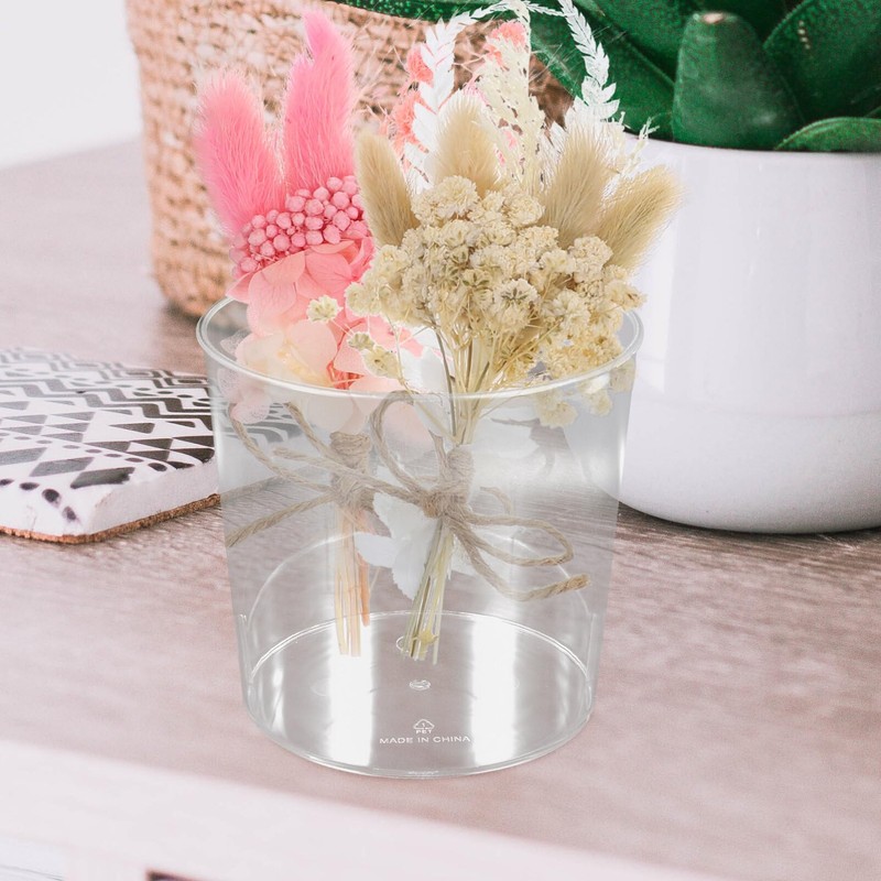 Kichvoe Transparent Flower Bucket 6.5 Inch Clear Floral Container Multipurpose
