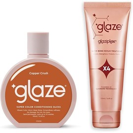 Glaze Copper crush Super Color Conditioning Gloss 6.4fl.oz & GlaziPlex Super Bond Repair Hair Treatment, 120ml. 4-in-1 Deep Conditioning Hair Mask