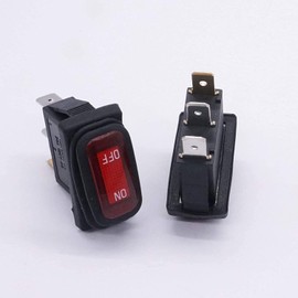 Taiss 2Pcs Waterproof Rocker Toggle Switch 12V Red Lighted Car ON/Off SPST 3 Pin 2 Position, AC, KCD3-101NW-ON/OFF