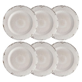UP UPware Crackle Melamine Dinner Plate Set, Round Plates for Main course, Pasta, and Salad, BPA-Free, Dishwasher Safe, Cream, 11 Inch, Set of 6