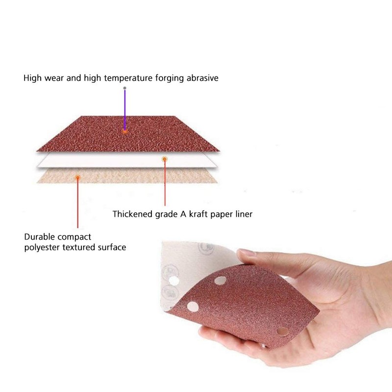 ASDSH Sandpaper Waterproof Sandpaper Sandpaper Rectangular Sandpaper 8 Holes Sanding