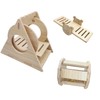 Poplar Wood Hamster Toys Set: Triangle Swing, Frog Seesaw &