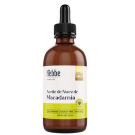 Hebbe Aceite de Nuez de Macadamia 50 ml | Prensado en Frío 100% Puro | Hidratante Piel y Cabello | Textura Ligera sin Grasa | Nutritivo