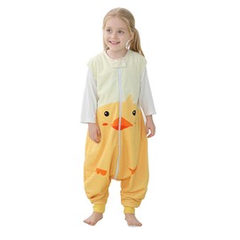 MICHLEY Baby Unisex Sleeveless Sleeping Bag with Feet Sleeping Sack Polyester Wearable Blankets for Toddler, Duck, 3-5T