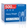 MOACOCK 500 Count Extra Heavy Duty Plastic Silverware, 200 Forks,