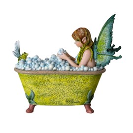 Pacific Giftware Enchanting Frog Fairy Gossiping with Fairy in Bubble Bath Sculpture 7.5 Inch Length Collectible Figurine by Amy Brown Fantasy Art