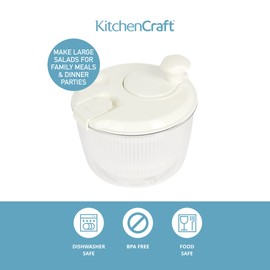 KitchenCraft Mini Salad Spinner / Dresser, Small Multi-Use Salad Washer, 19cm (7.5")
