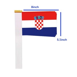 25 Packs Small Croatia Flags on Handheld Stick，Miniature Croatian Flag for Outside,4x6 Inch Mini Hand Held Banner with Golden Topper,Patriotic Decorations