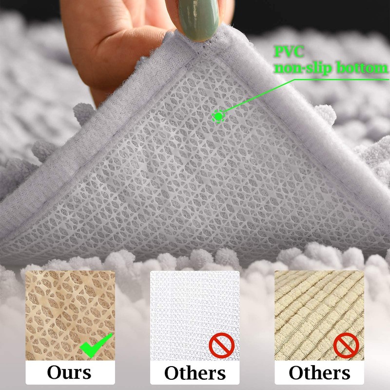 RUN HELIX Bath Mat Set, Soft Chenille Non-Slip Bath Mat,