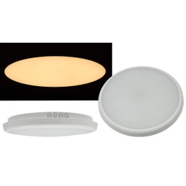 ChiliTec LED Ceiling Light with Motion Sensor 26 cm IP54 Indoor Outdoor Presence Sensor Twilight Sensor 16 W 1500 lm 40 mm Flat Round Wet Room Light HF Radar Sensor 3000 K Warm White