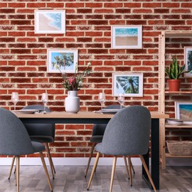 CanaanTree Peel and Stick Wallpaper, Self-Adhesive Retro Brick Contact Paper, Made of 100% Real Cork, 16.5"x118.1" (Retro Road)