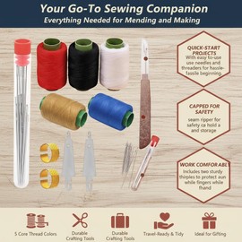 37Pcs Sewing Tool Set, Steel Sewing Needle Kit, Threader and Needle Repair Kit Needle Threaders for Hand Sewing, Needles Thread Hand Repair Tools, Embroidery Tool Kit, DIY Crafting Kit