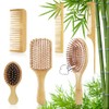 6pcs Peines de Madera Bambu, Cepillos para Cabello de Almohadilla