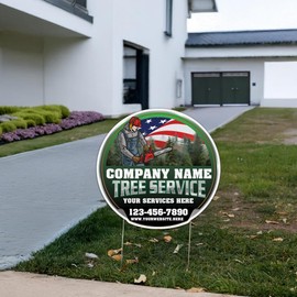 10-Pack Custom Tree Service Company Yard Signs 18.5x19 Inches, Two-Sided Print, Includes Two 24-Inch Yard Stakes Per Sign