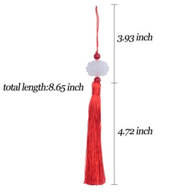 Aokbean 10pcs 8.65 Inch Handmade Silky Floss Tassel with Chinese Jade for Door and Car Handing Decoration, DIY Craft (Mixed 10)