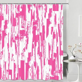 JAWO Hot Pink Shower Curtain, Abstract White Ombre Shower Curtains for Chic Modern Bathroom Decor,Graffiti Modern Waterproof Fabric Decorative Bath Curtain for Bathroom