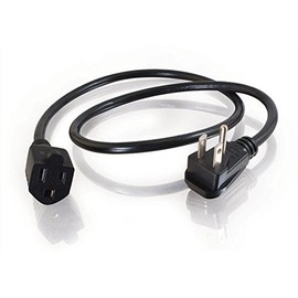 C2G Power Cord, Flat Plug Extension Cord, 18 AWG, Black, 3 Feet (0.91 Meters), Cables to Go 29814