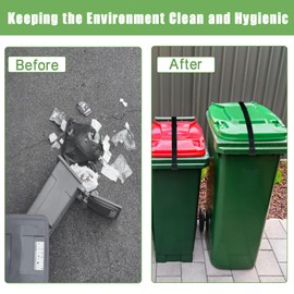 Nilioerup 2 Pieces Trash Can Locks for Animals, Adjustable Trash Can Lid Strap Raccoon Bear Proof Trash Can Lock Trash Can Lid Elastic Security Strap with Metal Claw for Outdoor Garbage Can