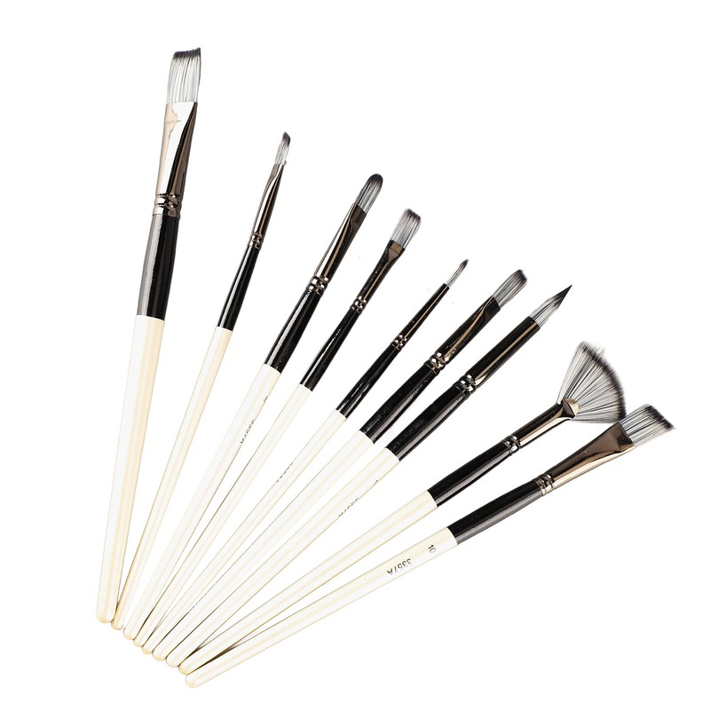 9pcs Gouache Watercolour Brushes Nylon Wool Rustproof Strong Water Absorption