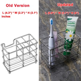 Dseap Toothbrush Holder, Electric Toothbrush Holder - Antibacterial Stainless Steel Tooth Brush Holders, Toothpaste Holder Organizer Stand Caddy for Bathroom, Silver, 2Packs