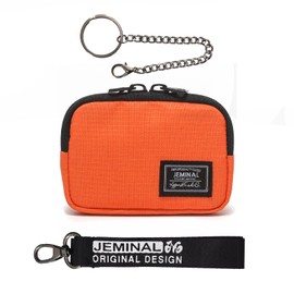 JEMINAL Wallet Student Wallet Sports Street Style Coin Purse Card Bag Boy Girl Adult Mini Wallet Necklace Small Wallet, Vibrant Orange