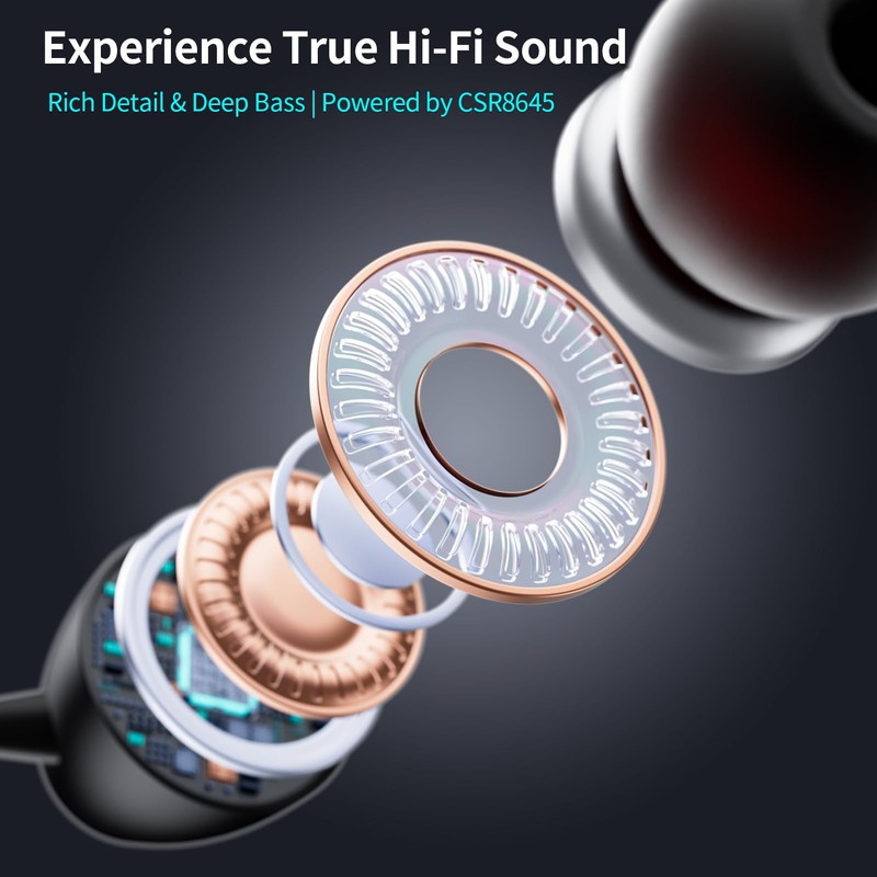 LHKLUK Neckband Bluetooth Headphones, Wireless Retractable Headset with Mic, IPX5
