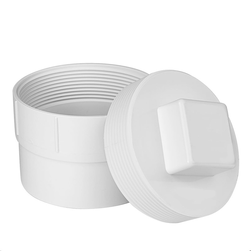 Ptazucv 4" PVC Sewer Cleanout Adapter with Plug Pipe Fitting,