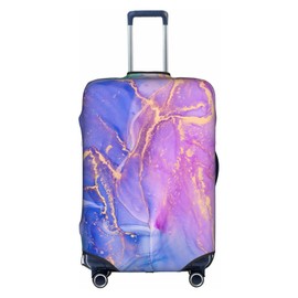 Blue Purple Abstract Waves Luggage Cover Elastic Washable Stretch Suitcase Protector Anti-Scratch Travel Suitcase Cover for Kid and Adult S (18-21 inch suitcase)