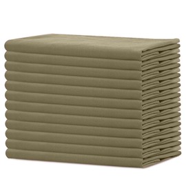 Sweet Needle 12 Pack 100% Cotton Oversized Napkins 45 x 45 cm Khaki Heavy Fabric for Everyday Use with Mitered Corners