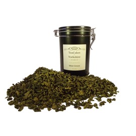 Mint Green Tea Gift Caddy 100g Airseal Mint Green Loose Leaf Tea by TeaCakes of Yorkshire.