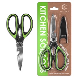 Oliver's Kitchen ® Scissors - Super Sharp & Heavy Duty - Multifunctional with Built in Bottle Opener & Safety Cover