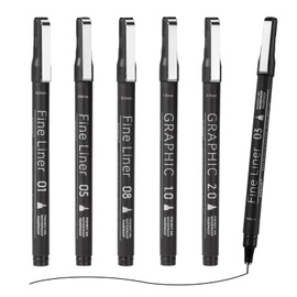 EYEYE Micro Pens, Black Drawing Art Pen,0.25/0.35/0.45/0.5/1.0/2.0mm Archival Pens Waterproof Ink Set Artist Supplies Archival Inking Markers Sketch Outline Pen