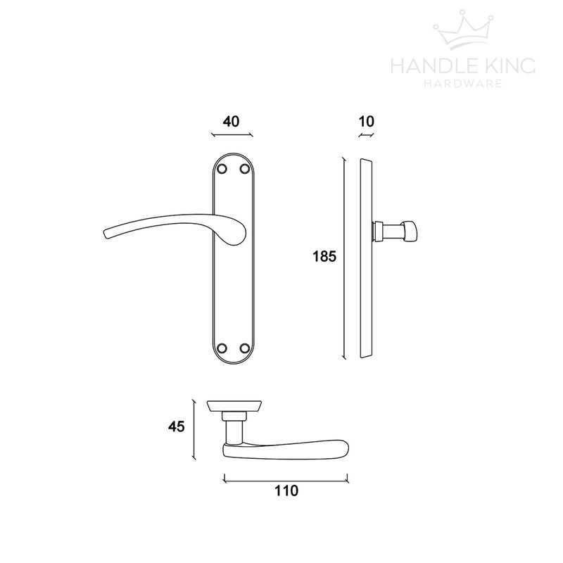 Polished Chrome Door Handles on Backplate - Lever on Latch