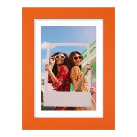 Vittanly 5x7 Picture Frame, Display Pictures 4x6 with Mat or 5x7 without Mat, Engineered Wood with Shatter Resistant Plexiglass, Photo Frame for Wall or Table Top Display, Orange, 1 Pack