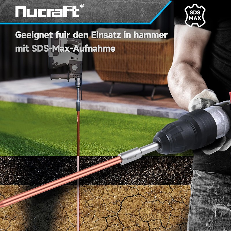 Nucraft SDS-MAX Professional Ground Nail Driver for Inserting Deep Earth
