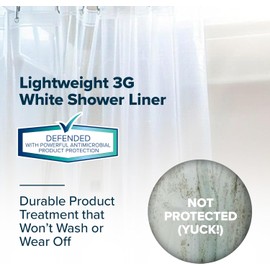 SlipX Solutions Protected Shower Curtain Liner, 3G Lightweight, 70"x72", White