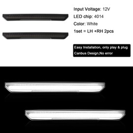 ROCCS 4PCS LED White Side Marker Lights Compatible with GMC Sierra 2500HD 3500HD 2020-2024 Pickup Truck Front Rear Bumper Marker Turn Signal Light, Smoked Lens