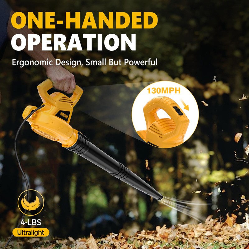 ALLOYMAN Electric Leaf Blower,7AMP Lawn Blower,130MPH Mini Leaf Blower Lightweight