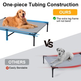 42'' Outdoor Elevated Dog Bed with Six Support Feet, Chew-Proof Raised Dogs Bed, Washable & Breathable Cooling Dog Cot Beds Medium Large Size Dogs, Outdoor Pet Hammock Beds, Outside Pet Beds(Large)