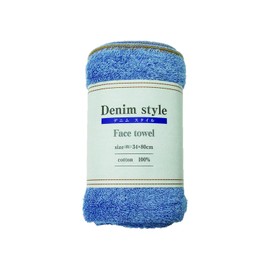 Tenma Face Towel Denim Style Wash Blue Approx. 13.4 x 31.5 inches (34 x 80 cm)