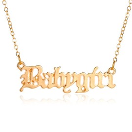 coadipress Old English Babygirl Necklace for Women Unique 18k Gold Silver Plated Adjustable Words Stainless Steel Clavicle Chain Necklaces Jewelry Birthday Gift (Gold)