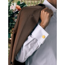 Richsteel Mens Gold Cufflinks Husband Round Shape Cuff Links for Shirt