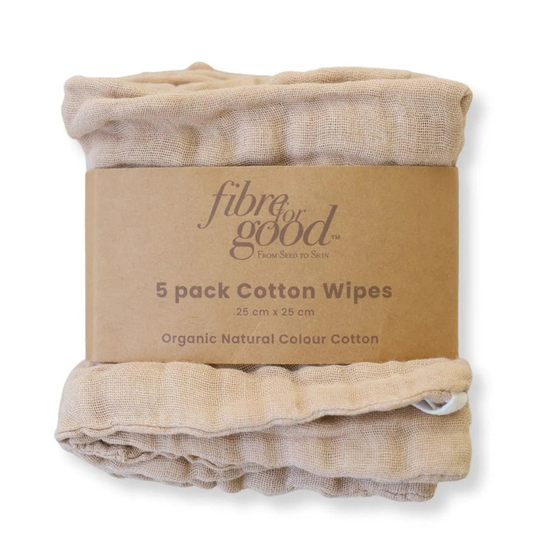 Fibre For Good Cotton Reusable Wipes 5pk, Natural