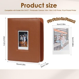 Yootiko Photo Album, 288 Pockets 6 x 9 cm Photos, PU Cover, Transparent Pages, Small, Mini, Large Capacity, Family Wedding Picture Albums for Children, Boys, Girls, Women, Men (Brown (Lychee)